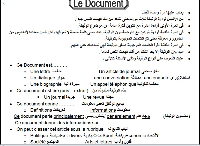 مراجعة شاملة على منهج اللغة الفرنسية للصف الثالث الثانوى