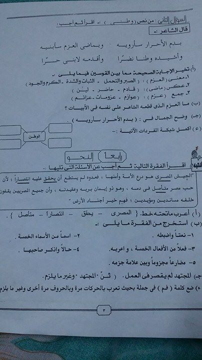 امتحان اللغة العربية للشهادة الابتدائية الترم الثانى 2017 محافظة المنيا