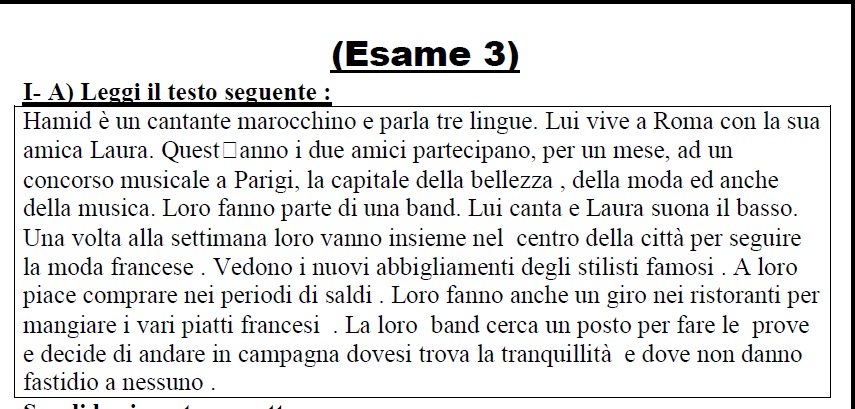 النموذج الاسترشادى الثالث بالاجابة النموذجية فى اللغة الإيطالية بنظام البوكليت للصف الثالث الثانوى