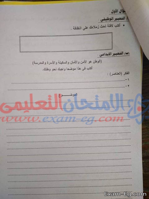 امتحان العربى لخامسة ابتدائى الفصل الدراسى الاول 2019 ادارة المنصورة